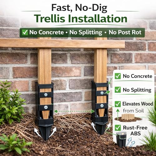 Garden Stake Anchors | No-Dig Trellis Support | 12-Inch 2-Pack