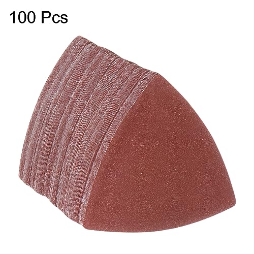 HARFINGTON 100pcs Triangular Hook & Loop Sandpapers 180 Grits 3-1/8" Aluminum Oxide Sanding Pads Random Orbital Mouse Detail Sander Papers Oscillating Multi Tool Sheets - size: 180 Grits