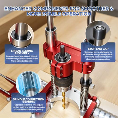 Portable Multi-Angle Drill Guide, Adjustable 0° to 60° Angle Drill Guide with 1/2" Chuck for Straight Holes, Self-Centering Hand Drill Guide for 1/16" - 1/2" Power Drills(280mm guide column) - size: 280mm guide column