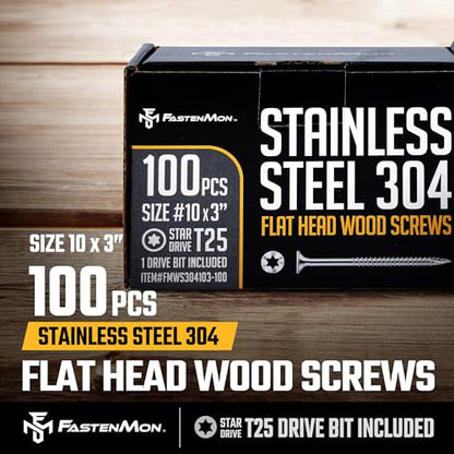 304 Stainless Steel Deck Screws, #10 x 3, 100 PCS - size: #10 x 3", style: 100 PCS
