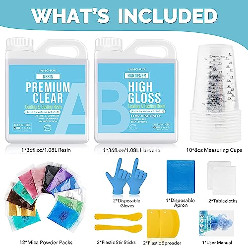 JANCHUN Epoxy Resin Kit 72oz, Bubble Free Crystal Clear Resin - size: 72 fl oz