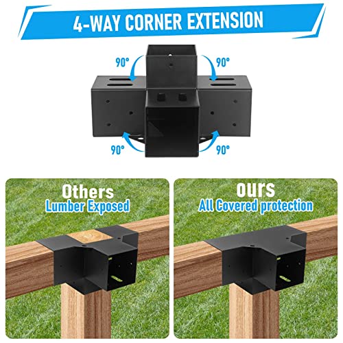 4"x4" Pergola Bracket Kit 2pcs,4-Way 90°Right Angle Corner Brackets - size: 2PC 4-Way Pergola Brackets