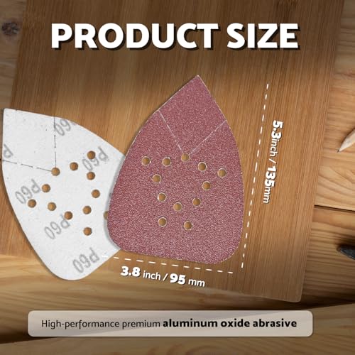S&F STEAD & FAST Mouse Sander Sandpaper 60 Grit 25 Pack, Black and Decker Mouse Sander Pads, 12 Hole Hook and Loop Sanding Pads, Detail Palm Sand Paper Set with Tack Cloth - style: 60G-25P
