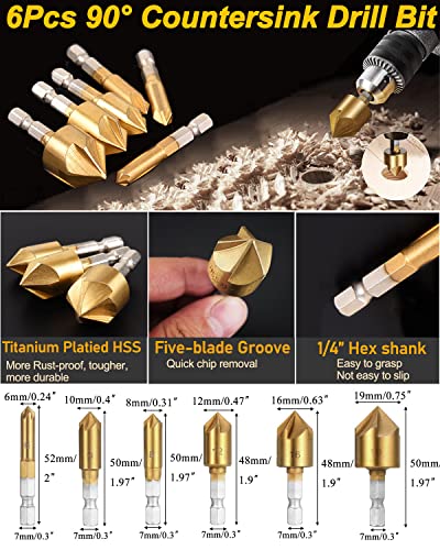 Rocaris 32 Pack Woodworking Chamfer Drilling Tools with Case