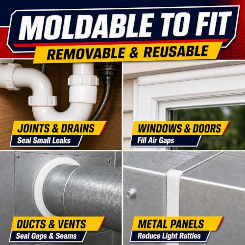 Moldable Waterproof Sealant Putty (White) for Leaks, Gaps, Pipes & Drains - color: White