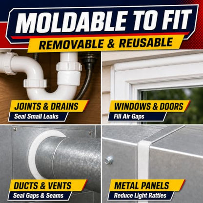 Moldable Waterproof Sealant Putty (White) for Leaks, Gaps, Pipes & Drains - color: White