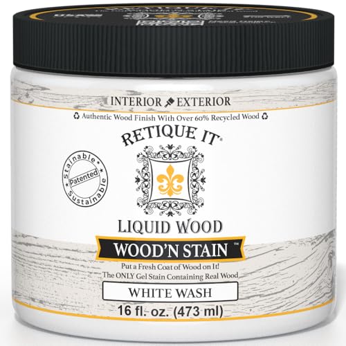 Retique It Wood'nStain - Liquid Wood Gel Stain Interior/Exterior (16 oz (Pint), 99 White Wash) - color: 99 White Wash, size: 16 Fl Oz