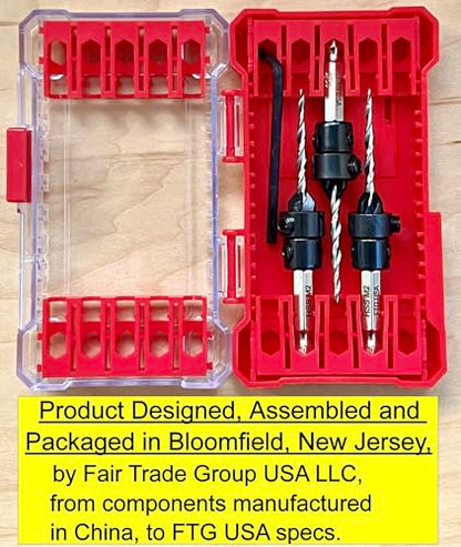 FTG USA 3 Pc #6 (9/64") Adjustable Wood Countersink Drill Bit Set Case - style: 3 Pc Same Size