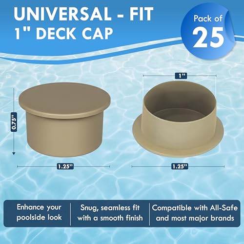 Pool Fence Hole Caps for 1-Inch Poles, Tan, 25 Pack - color: Tan