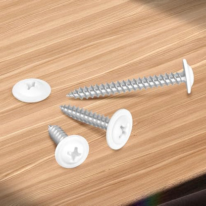 #8 x 1-1/4" Truss Head Fast Self Tapping Screws, Alloy Steel Wood Screws, White Head, Full Thread, Screwdriver Bit Included, 100 PCS - color: White, size: #8 x 1-1/4"