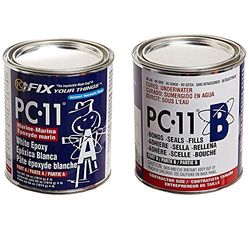PC-Products PC-11 Epoxy Adhesive Paste, Two-Part Marine Grade, 4lb in Two Cans, Off White 640111 - size: 4 lb