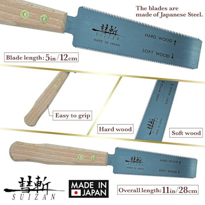 SUIZAN Flush Cut Saw 5" - Japanese Pullsaw Hand Saws Wood Cutting - size: 5 Inch (120mm), style: 5 Inch (120mm) Hand Saw