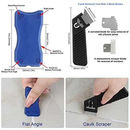Caulking Tool Kit Silicone Sealant Finishing Tool Set Silicone Profiling Kit Grout Sealing Smoother Caulk Application Tool for Kitchen Bathroom Floor Window Sink Joint Toilet