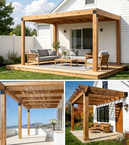 2 Pack 4x4 Heavy-Duty Post Bracket for Outdoor Pergolas Gazebos Decks - size: 2 Pack Small Brackets 4"x4"