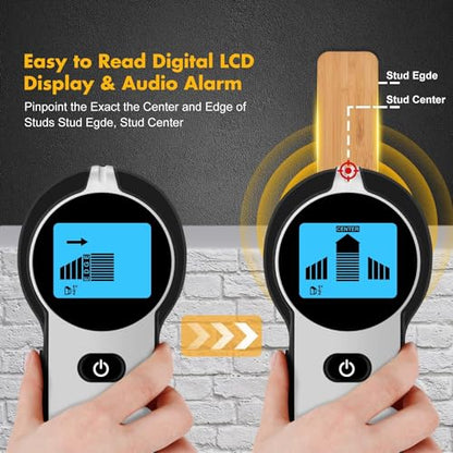 Stud Finder Wall Scanner 5 in 1 Upgraded Electronic Wall Scanner with Battery for Wood Metal and AC Wire Detection,HD LCD Display and Audio Alarm, Blue