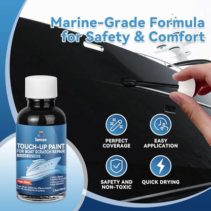 SENVEN Boat Paint Touch Up Pen High-Gloss Boat Scratch Repair Marine Topside Bottom Enamel Marine Repair for Boats, Wood, Fiberglass, Aluminum, Metals Black White 30ml - color: Black