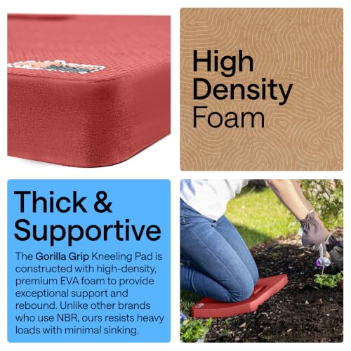 GORILLA GRIP® Extra Thick Foam Kneeling Pad for Gardening, 17.5x11 Red - color: Red