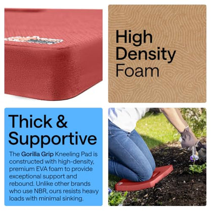 GORILLA GRIP® Extra Thick Foam Kneeling Pad for Gardening, 17.5x11 Red - color: Red