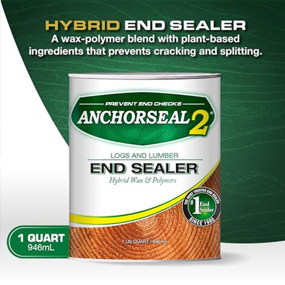 ANCHORSEAL 2 Log and Lumber End Grain Sealer, Prevents Checking, 1 Quart - size: 1 Quart