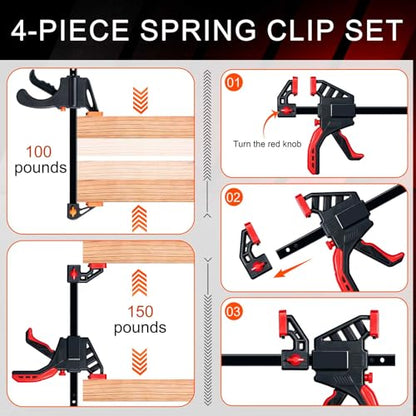 Bar Clamps for Woodworking, Trigger Clamp Set for Wood Carpenter Projects