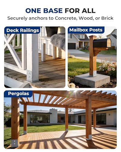 4 PCS 6x6 Post Base Brackets for Deck Pergola Gazebo - color: Silver
