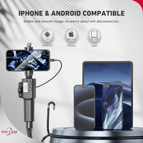 Ralcam Two-Way Articulating Borescope for iPhone&Android - size: 0.21-3.3FT