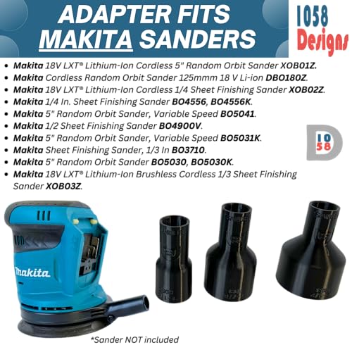 Sander Vacuum Adapter for most Makita Sanders - Shop Vac Attachment for Dust Collection Hose (1-7/8") by 1058Designs - size: 1-7/8"
