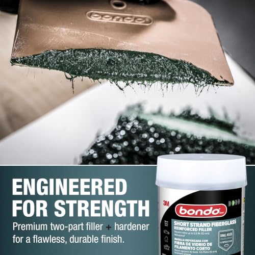 3M Bondo Short Strand Fiberglass Reinforced Filler 1.37 LB (621 g) with Bondo Cream Hardener 0.5 oz (14g), Repair Holes Up To 0.5 IN, Waterproof (SS-PT-ES) - size: 0.5 Ounce (Pack of 1)