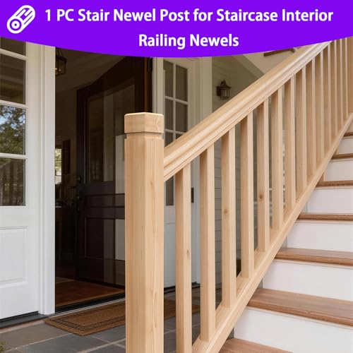 1PCS Newel Post Red Oak 3.5"x48" Premium Hardwood,Staircase Newel Post