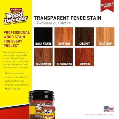 Wood Defender Transparent Fence Stain and Seal, Leatherwood, 5-Gallon - color: Leatherwood, size: 5 Gallon