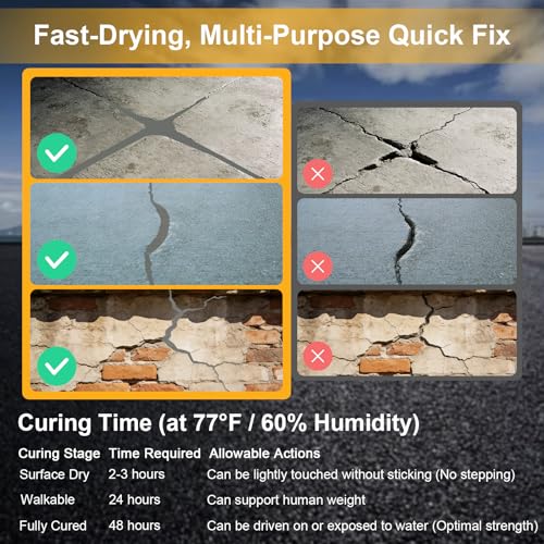 Concrete Crack Filler, 4PC High Elasticity Self-Leveling Sealant - Waterproof Cement Repair for Driveway, Patio, Sidewalk, Joints - Fast Drying Gray Adhesive - Indoor & Outdoor Caulk - size: 4.8LB