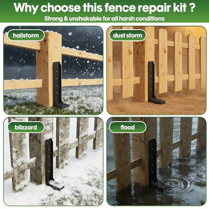 Fence Post Repair Kit 2 Pack, 8mm Double-Layer Post Anchor for Wood Posts