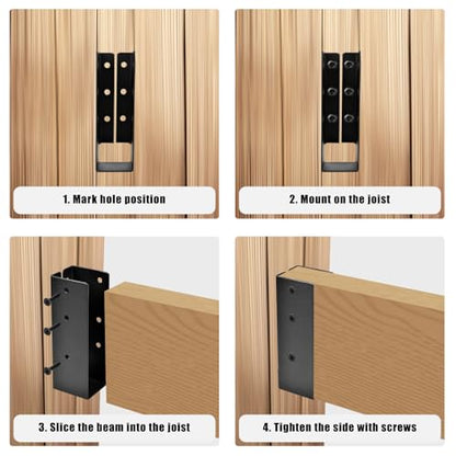 4 Pcs Concealed Beam Hangers Bracket for 2"x4" Frame Railing - size: Set 4, style: 2"x4"