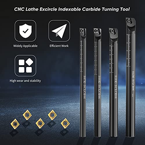 Honoson 14 Pcs Lathe Boring Internal Turning Holder 7/8/10 /12mm, Shanks