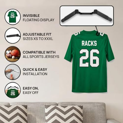 Wall Mount Display | Damage-Free Hanger for Sports Jerseys - color: Black