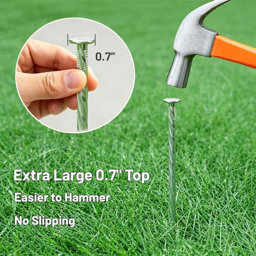 10 Inch Galvanized Landscape Spikes, Spiral Ground Stakes，50 Pack