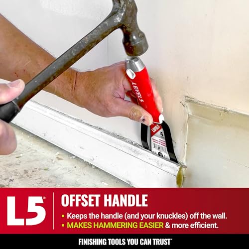 LEVEL5 4” Trim Puller & Multi-Tool | Baseboard and Trim Removal, Caulk Removal, Scraping, Pulling Brad Nails | Metal Hammer End & Soft-Grip Handle | 5-203