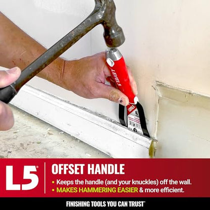 LEVEL5 4” Trim Puller & Multi-Tool | Baseboard and Trim Removal, Caulk Removal, Scraping, Pulling Brad Nails | Metal Hammer End & Soft-Grip Handle | 5-203