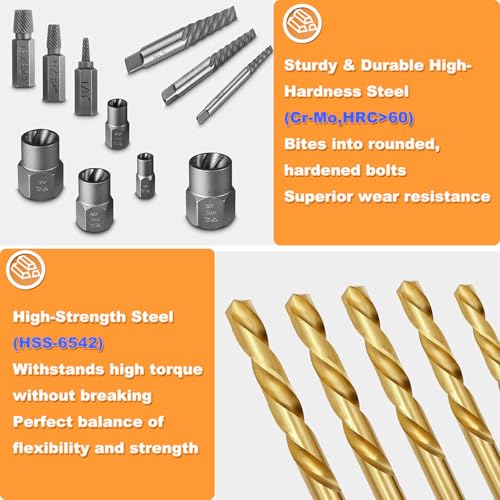 39PCS Screw Extractor Bolt Extractor Set with Left Hand Drill Bit Set - size: 39PCS