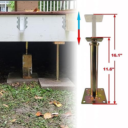 6 PCS House Floor Jacks Post Pole for Leveling, 11" - 16" Height Range, 6 ton Min and Max Height Capacity, Galvanized, 6 Pack - size: 11-16 inch