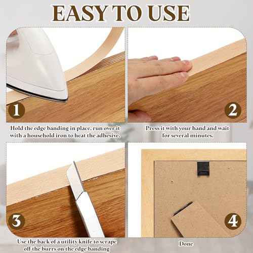 uxcell 1 Inch x 15ft Wood Veneer Edge Banding, Pre-Glued Flexible Ash Edging Strips, Iron on with Hot Melt Adhesive Wood Tape for Cabinet Repair and Furniture Restoration - size: 1 Inch x 15ft