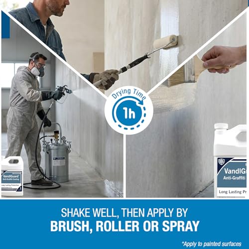 Rain Guard Water Sealers VG-7001 VandlGuard Non-Sacrificial Anti-Graffiti Coatings READY TO USE covers up to 300 sq. on painted and unpainted surfaces. 1 Gallon - color: Semi-Satin Sheen, size: 1 Gallon (300 Sq. Ft.)