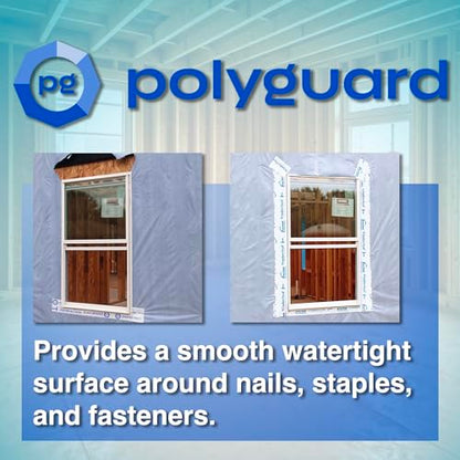 POLYGUARD WindowSeal Window and Door Flashing Tape, 9 in x 100 ft Roll, 20 mil Thick, Self-Sealing & Self-Adhering Waterproof Barrier, Pack of 3 - size: 9" x 100'