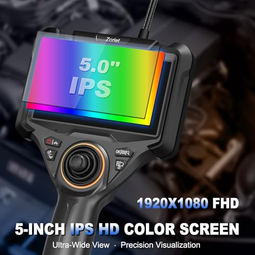 360° Articulating Borescope, 5" Monitor & 4-Way Joystick - size: 5.0 FT