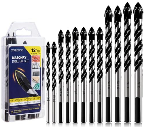 DYRECELVE 12-Piece Masonry Drill Bit Set and Concrete Drill Bit Set - style: 12-PCS Masonry Drill Bit Set