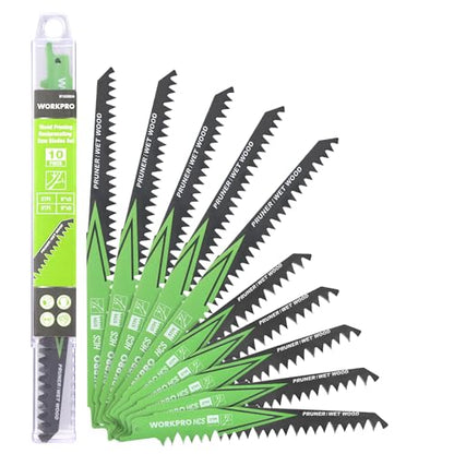 WORKPRO Wood Pruning Reciprocating Saw Blade Set, 6" & 9", 5TPI, 10-Piece - size: 6 & 9 Inch