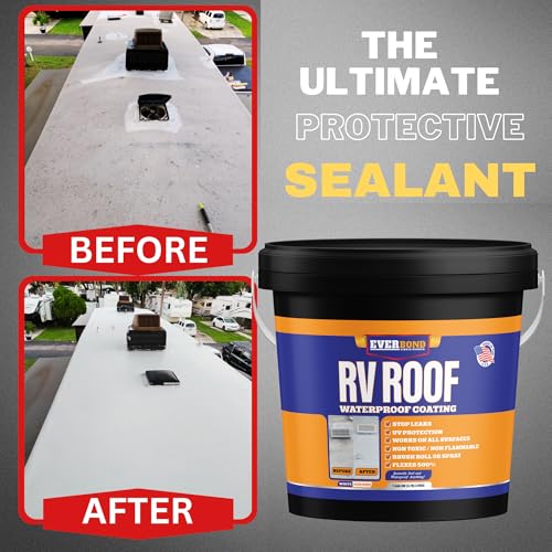 RV Roof Coating - Liquid Rubber RV Roof Sealant for Camper Roofs, Trailers, Motorhomes, and Metal Buildings - Temperature Reducting White -1Quart - style: 1 quart
