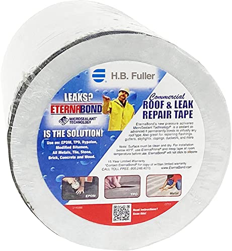 EternaBond RoofSeal Black 12" x50' MicroSealant UV Stable RV Roof Seal Repair Tape | 35 mil Total Thickness - EB-RB120-50R - One-Step Durable, Waterproof and Airtight Sealant - color: Black, size: 12" x 50'