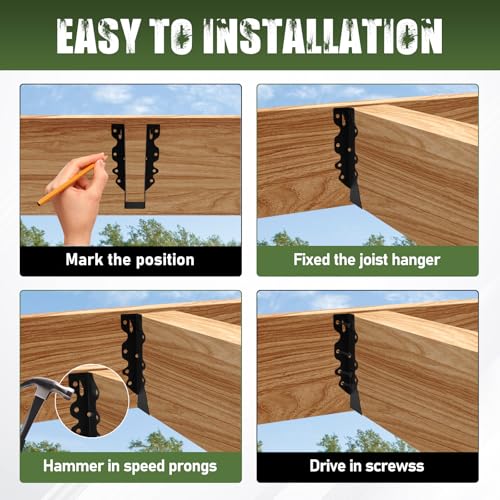 32 Pack 2x8 Joist Hanger Face Mount 20 Gauge Steel Rafter Wood Connector - size: 32 PCS, style: 2''X8''