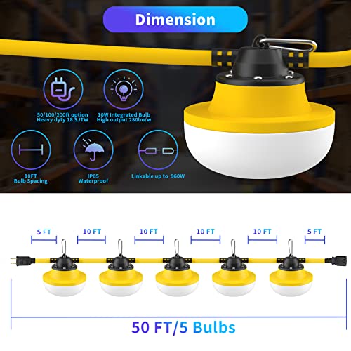 New 200FT Construction String Lights LED Industrial Grade - size: New 200FT 2 Prong (Yellow)